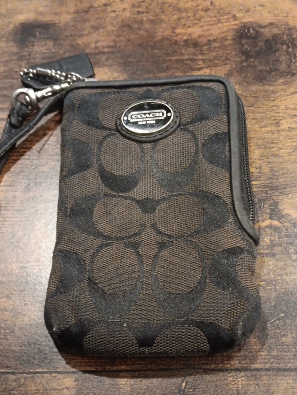 Vintage Coach Black Signature Jacquard Universal Tech Wristlet Case Y2K